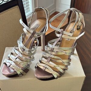 Kelsi Dagger Metallic Strappy Heels